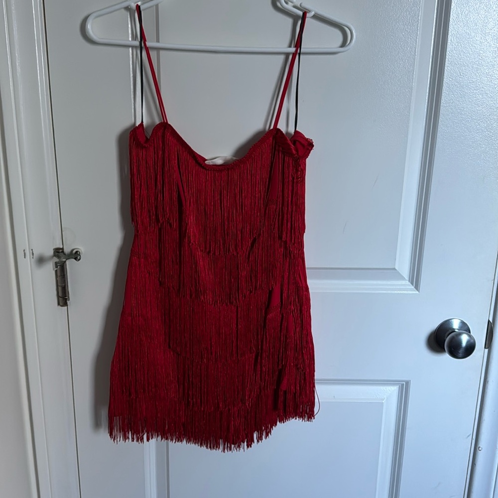 12th Tribe Red Fringe Romper